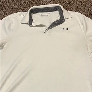 Under Armour Men's Polo in White with Dark Gray Accents